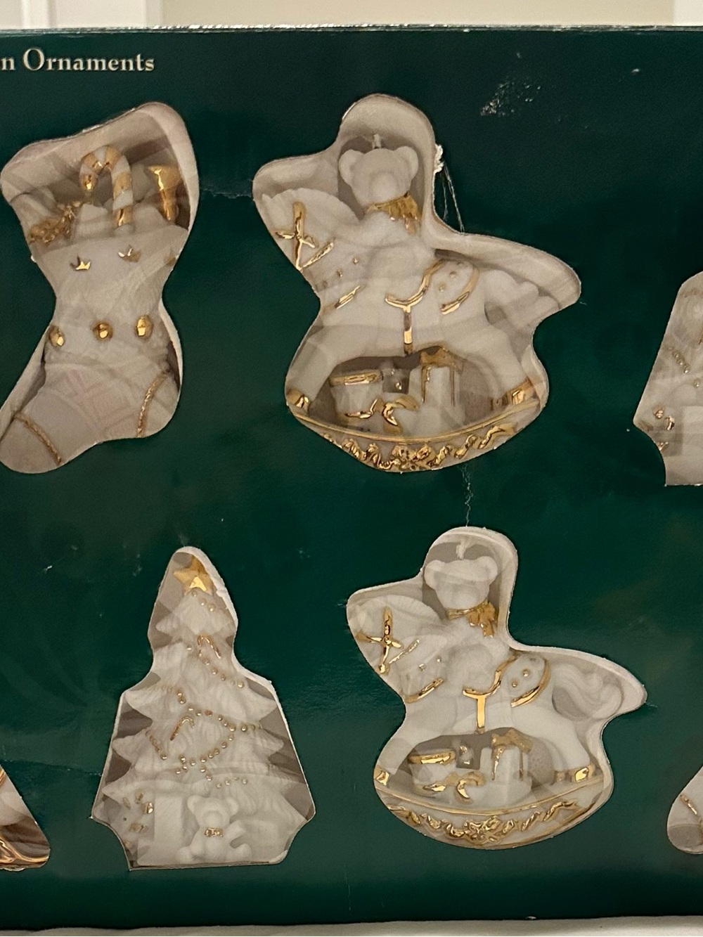 Traditions Hand Painted Porcelain Christmas Ornaments White/Gold 334415